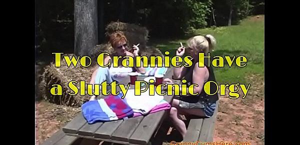  Two Grannies Have a Slutty Picnic Orgy